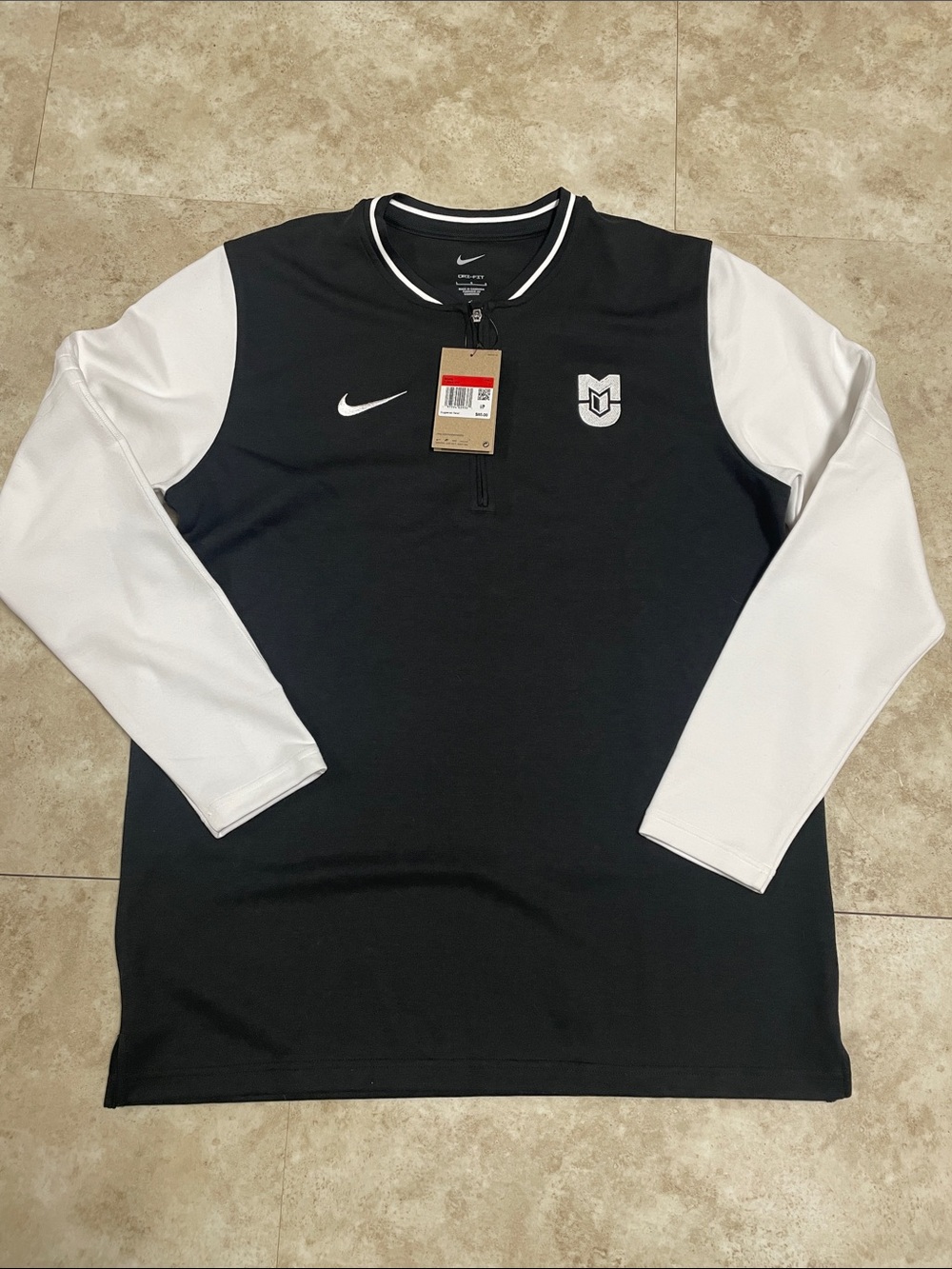Nike Black and White Quarter-Zip Athletic Pullover